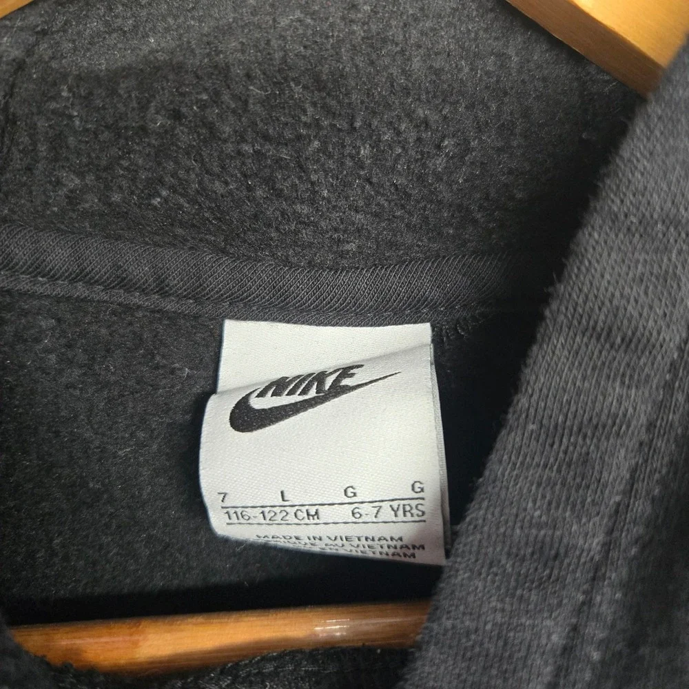 Nike‎ Hoodie Kids 7 Black Blue Teal Graphic Logo Fleece Pullover Sweatshirt